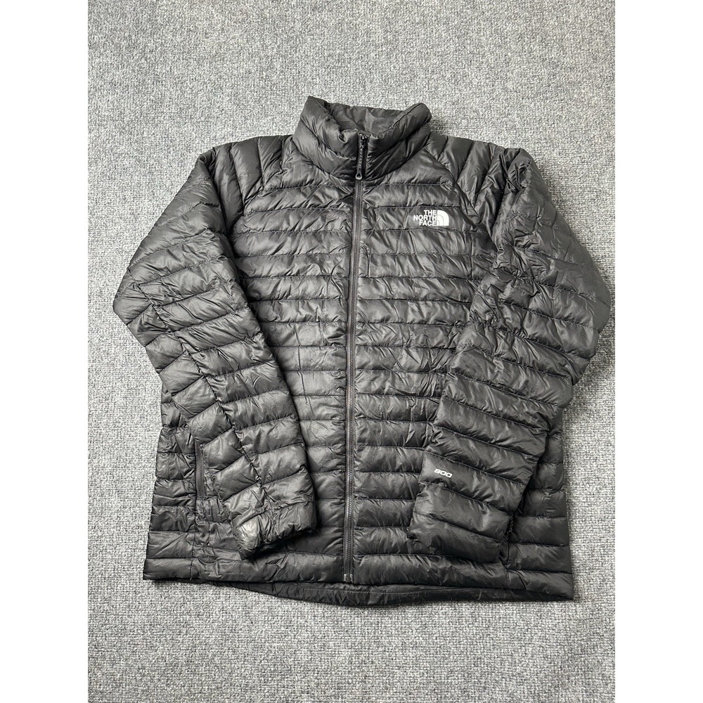 Mens Puffer Jacket The North Face 800 Down Black Full Zip, Size XL